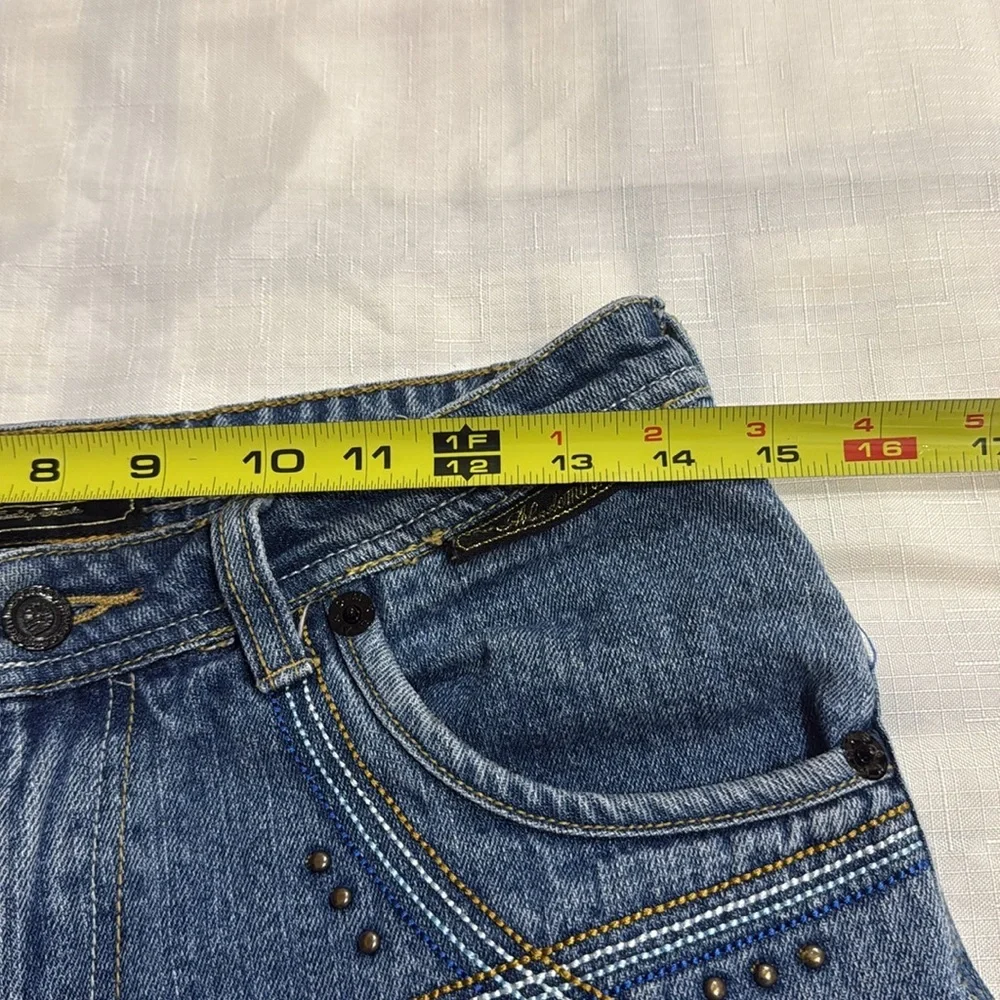 (T6) Akademiks VTG Y2K Embroidered Wide Leg Blue Jeans for Youth Size 16 Retro - Picture 10 of 16